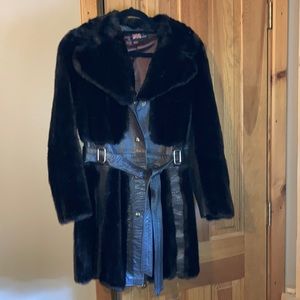 Vintage leather and faux fur jacket